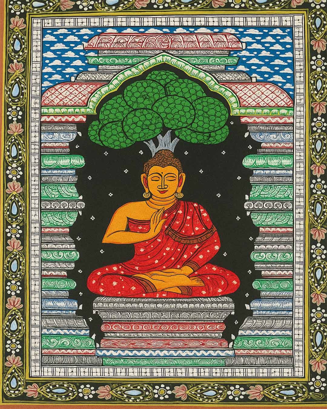 Lord Buddha Pattachitra Spiritual Wall Decor