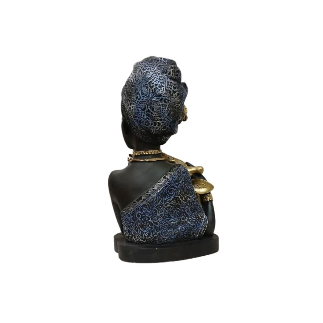 African Girl with Golden Giraffe Resin Showpiece – 13 Inch Elegant Stylish Accent Statue