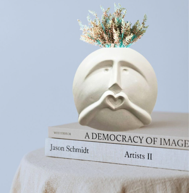 Heart Hands Face Ceramic Vase – Sweet Gift Planter