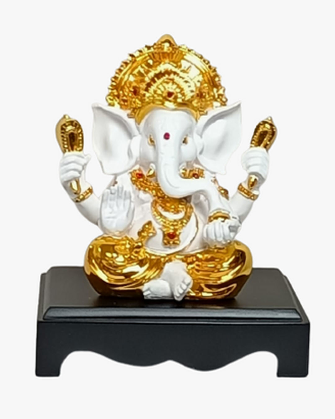Premium White and Gold Ganesha Idol - Blessings and Prosperity Statue