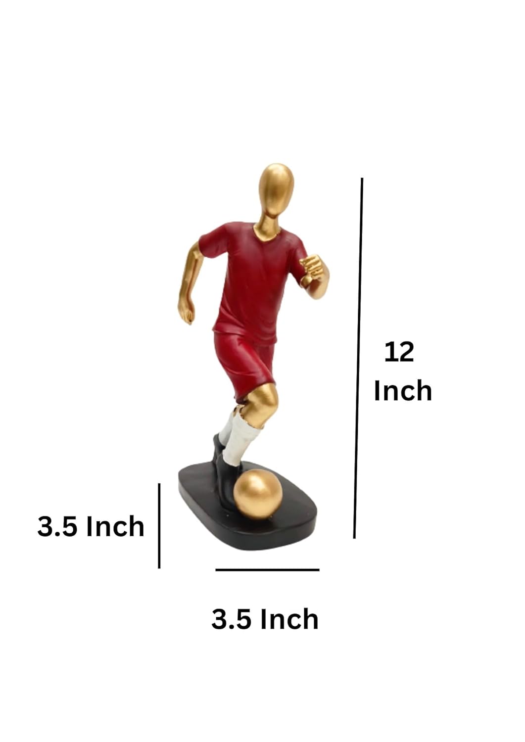 Handcrafted Gold-Plated Resin Football Player Statue | 12-Inch Decorative Showpiece for Home & Office Decor