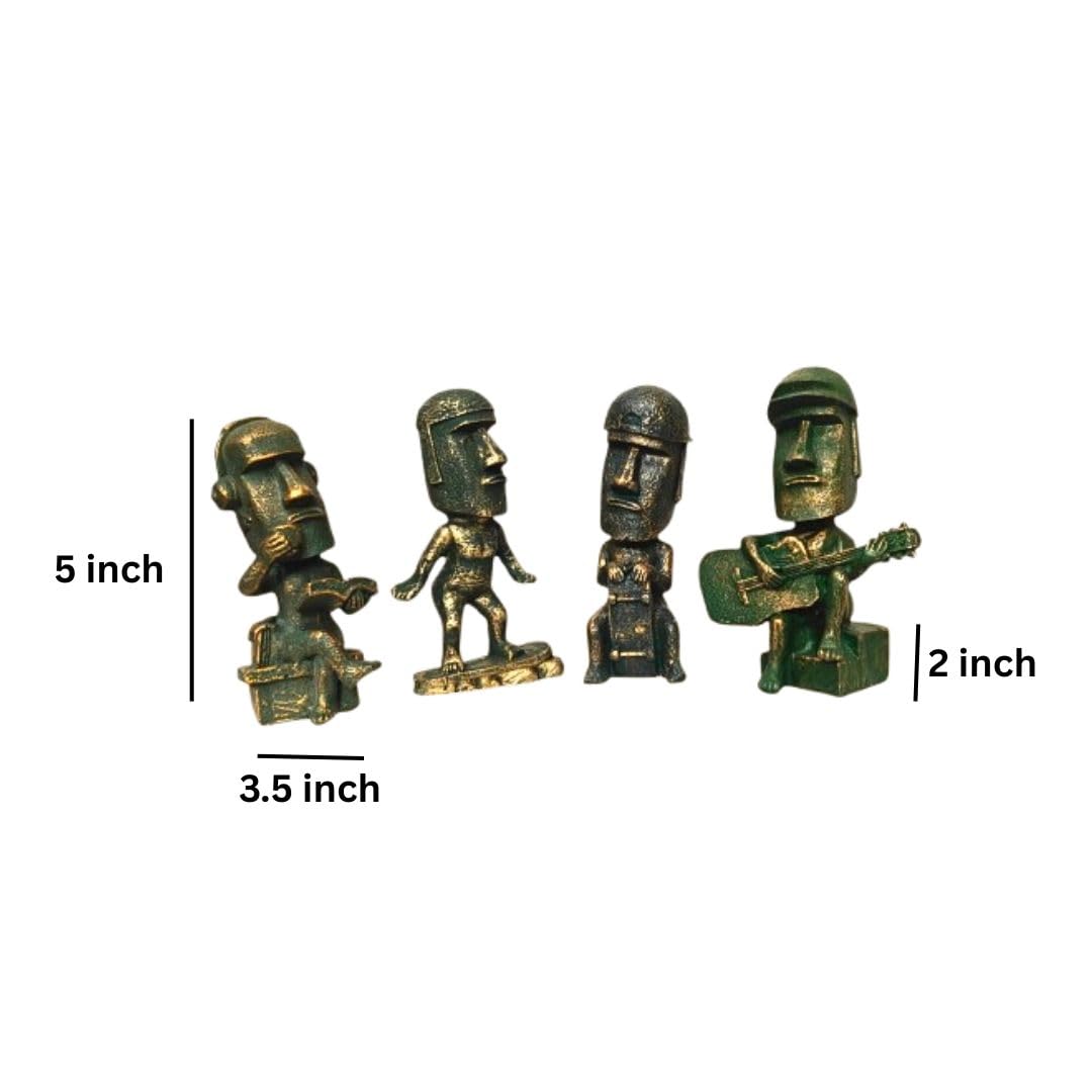 Creative Resin Moai Statue Blind Box – Set of 4 | 5 Inch Mini Funny Stone Figurines for Home Decor