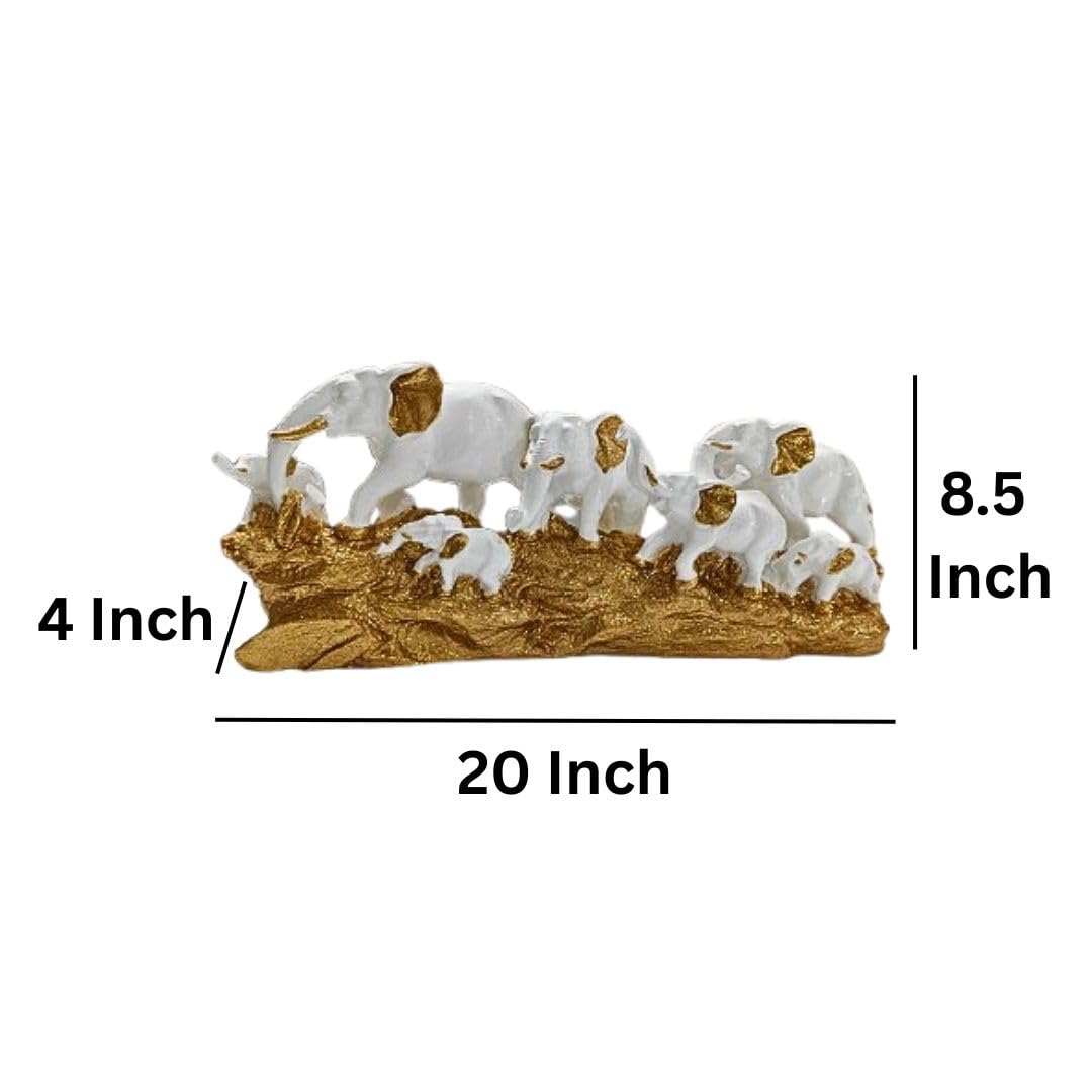 White & Gold Elephant Decorative Showpiece for Living Room | Main Door Entrance Decor
