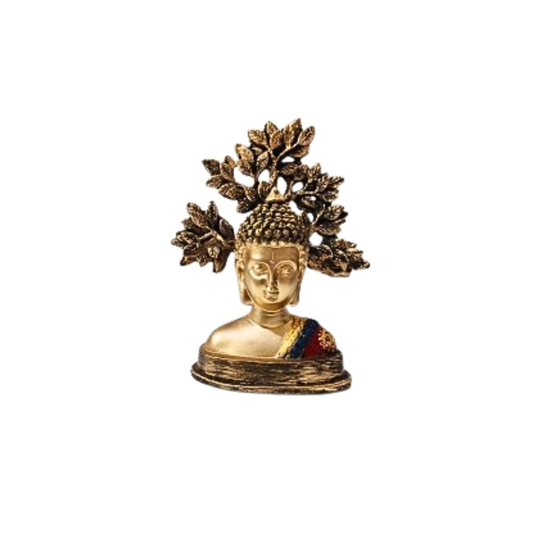 Antique Buddha Tree Sculpture Set of 2 –Spiritual Home Decor Statues – Resin Figurines for Peaceful Ambiance