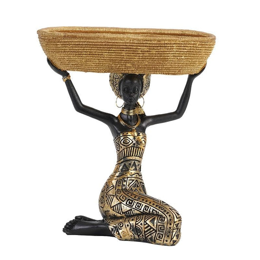 Gold Vintage Tribal Art Statues | Elegant Housewarming Gifts for Women | 9.7 Inch