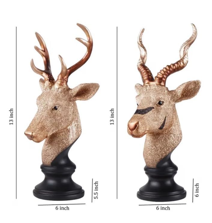 Set of 2 Deer Statues for Home & Office Decor | Vaastu & Feng Shui Decorative Head Showpieces