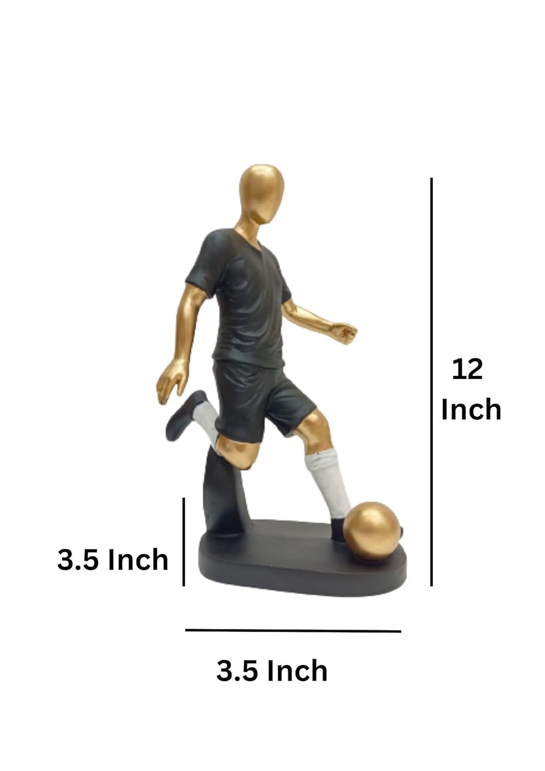 Handcrafted Gold-Plated Resin Football Player Statue | 12-Inch Decorative Showpiece for Home & Office Decor