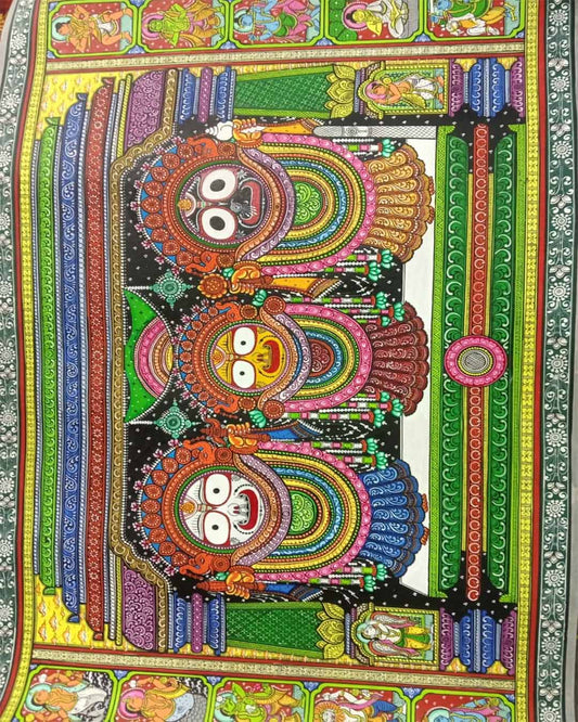 Authentic Odisha Pattachitra Painting | Lord Jagannath, Balabhadra & Subhadra Trio Art