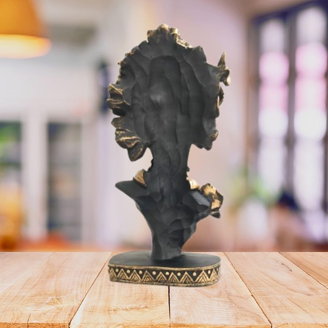 Flower Pattern African Negro Woman Statue | Creative Lady Bust Figurine for Home Decor | Artistic Resin Showpiece
