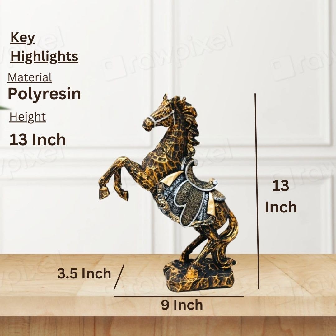 Large Bronze Crackle Rearing Horse Statue | Detailed Equestrian Sculpture for Home