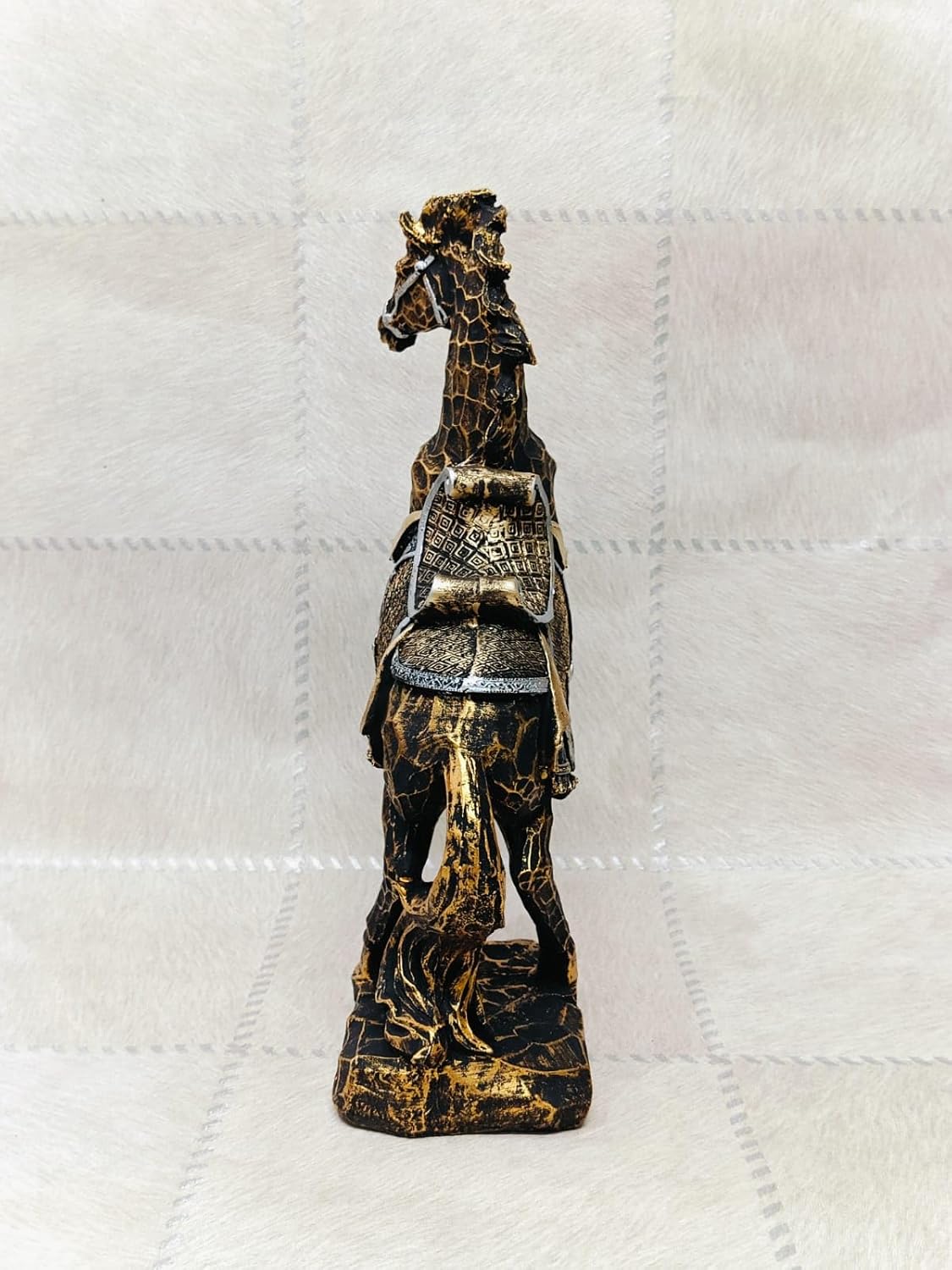 Large Bronze Crackle Rearing Horse Statue | Detailed Equestrian Sculpture for Home
