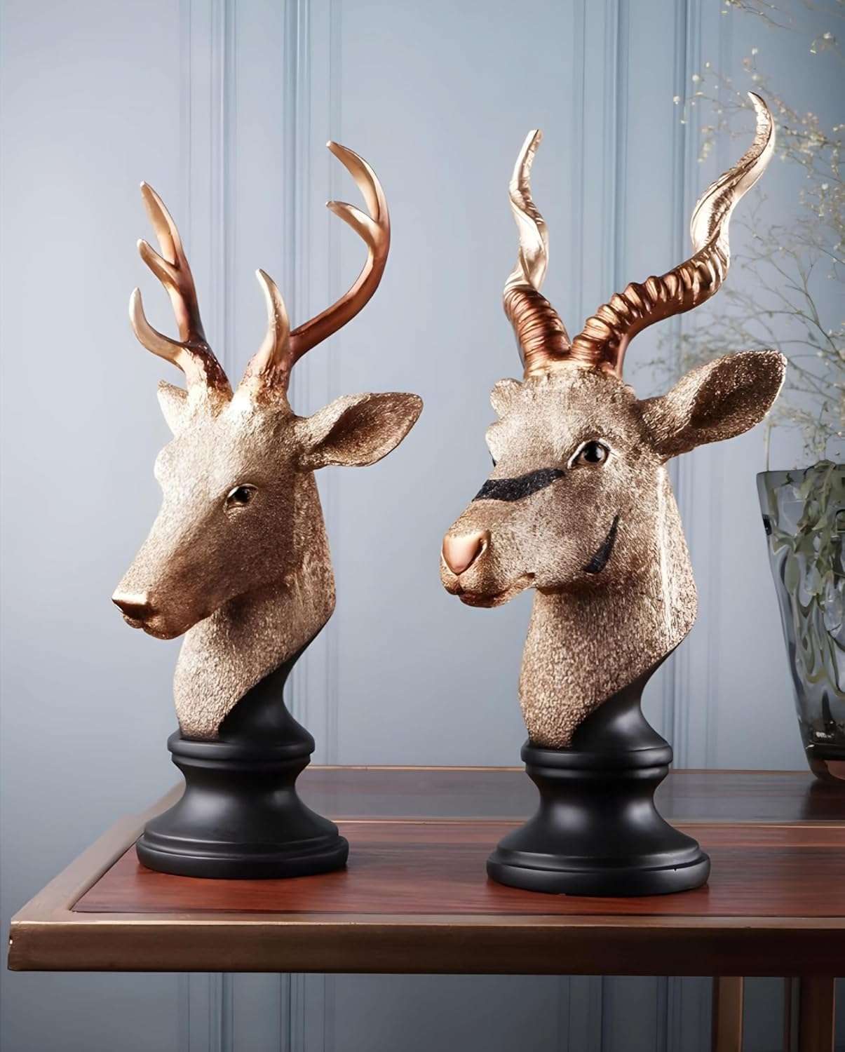 Set of 2 Deer Statues for Home & Office Decor | Vaastu & Feng Shui Decorative Head Showpieces