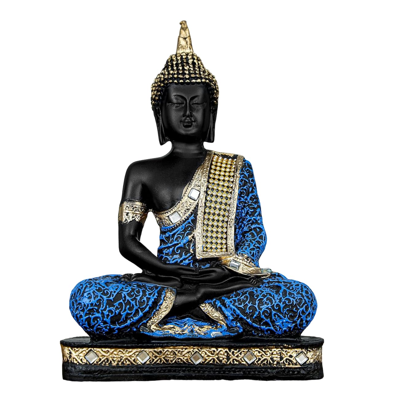 Polyresin Sitting Buddha Idol Statue | Home Decor Showpiece (Blue)