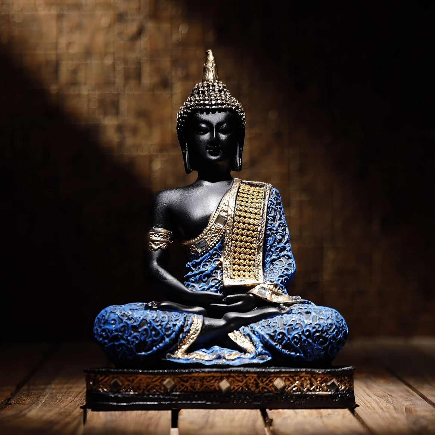 Polyresin Sitting Buddha Idol Statue | Home Decor Showpiece (Blue)