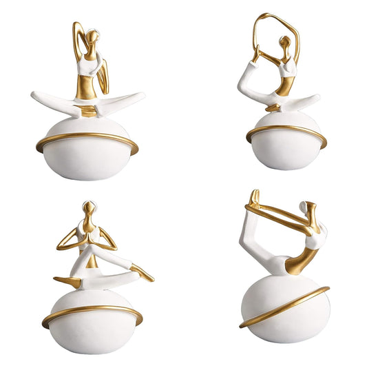 Set of 4 Yoga Girl Statue Sculptures for Home Decor | Figurine Ornaments | Handcrafted Showpieces