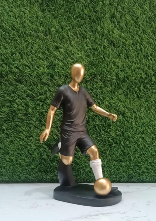 Handcrafted Gold-Plated Resin Football Player Statue | 12-Inch Decorative Showpiece for Home & Office Decor