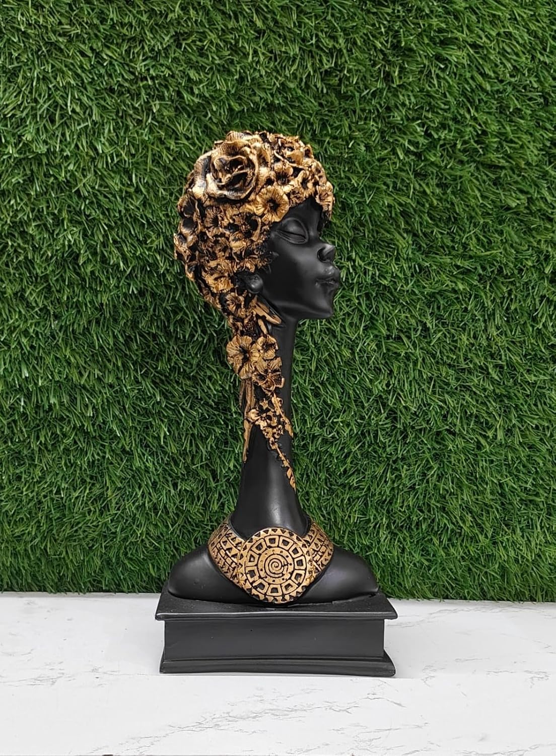 African Lady Resin Statue | Elegant Home Decor Showpiece