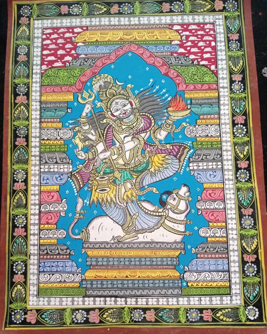Goddess Durga Pattachitra Painting- Vibrant Wall Hanging