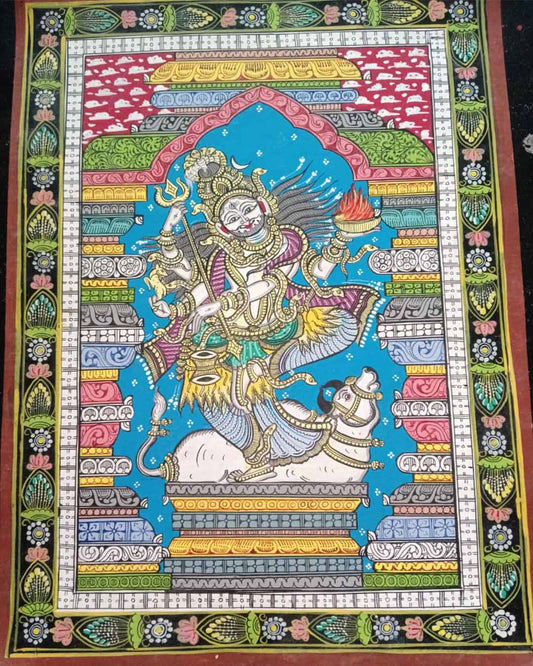 Goddess Durga Pattachitra Painting- Vibrant Wall Hanging