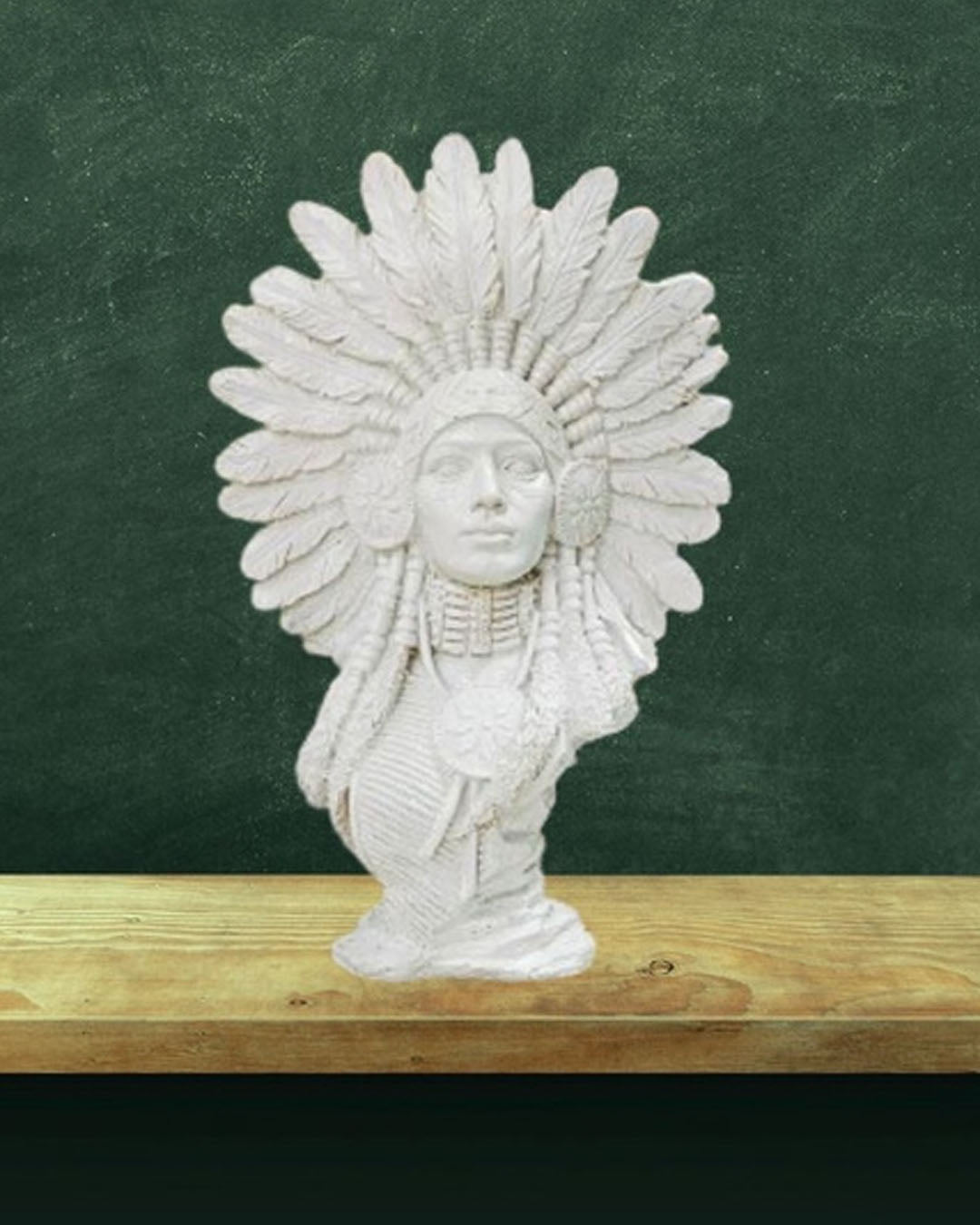 Unpainted White Native American Lady Chief Bust