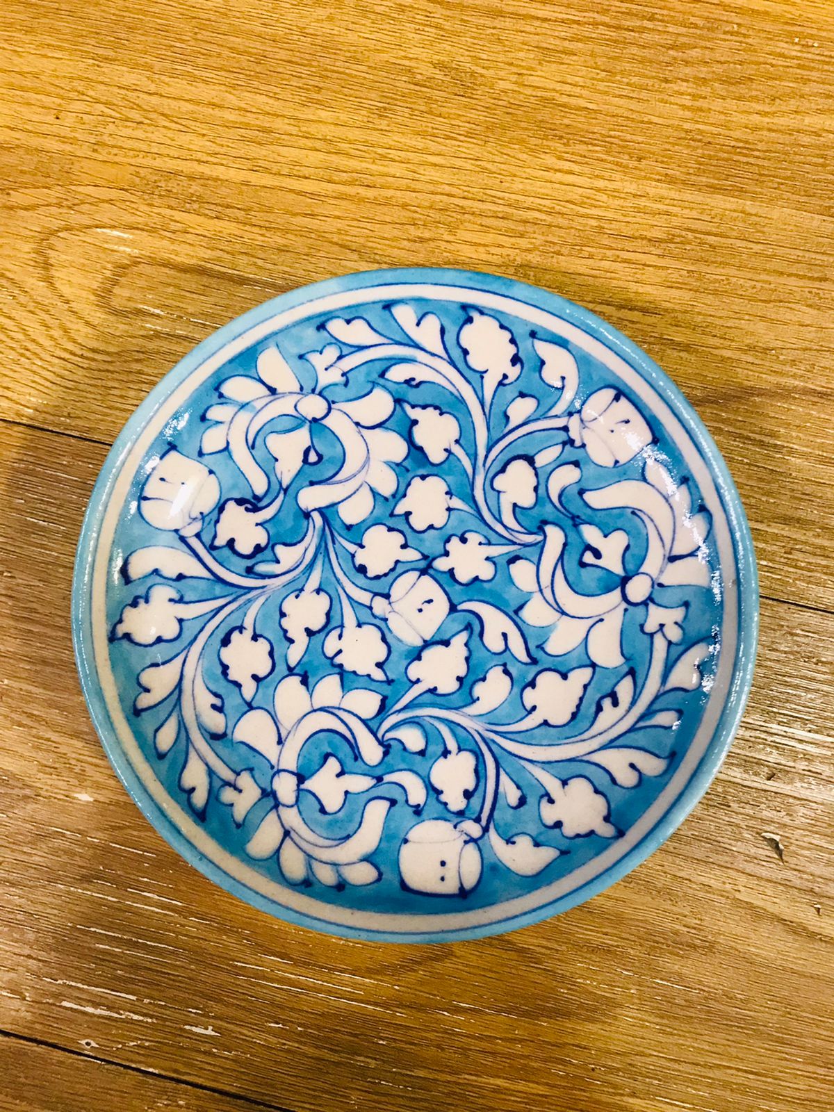Jaipur Blue Pottery Floral Hand-Painted Decorative Plate (6-inch)