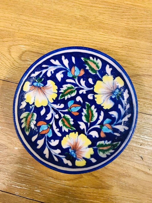 Jaipur Blue Pottery Floral Hand-Painted Decorative Plate (6-inch)