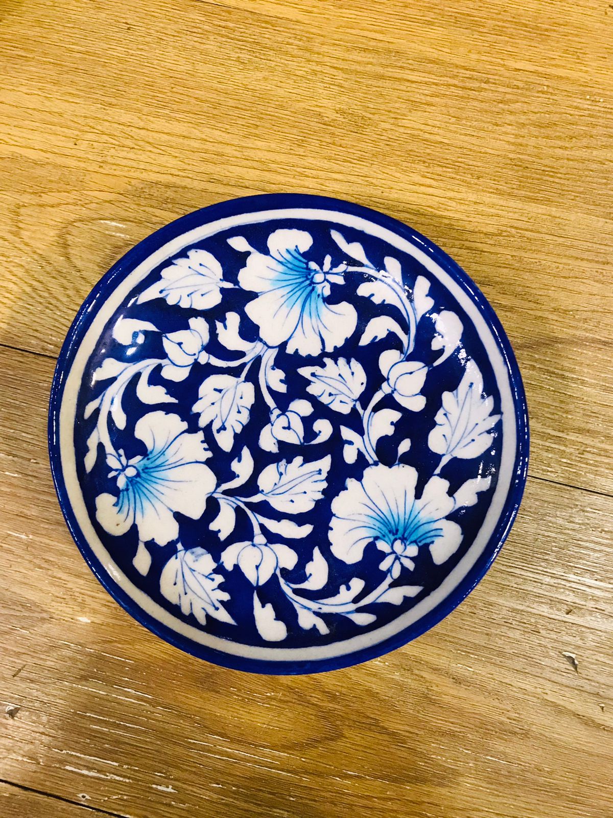 Jaipur Blue Pottery Floral Hand-Painted Decorative Plate (6-inch)