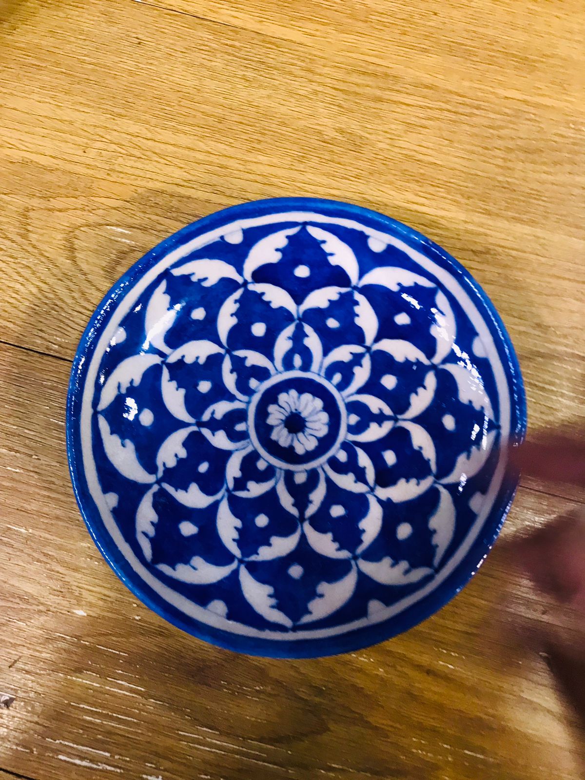 Jaipur Blue Pottery Floral Hand-Painted Decorative Plate (6-inch)