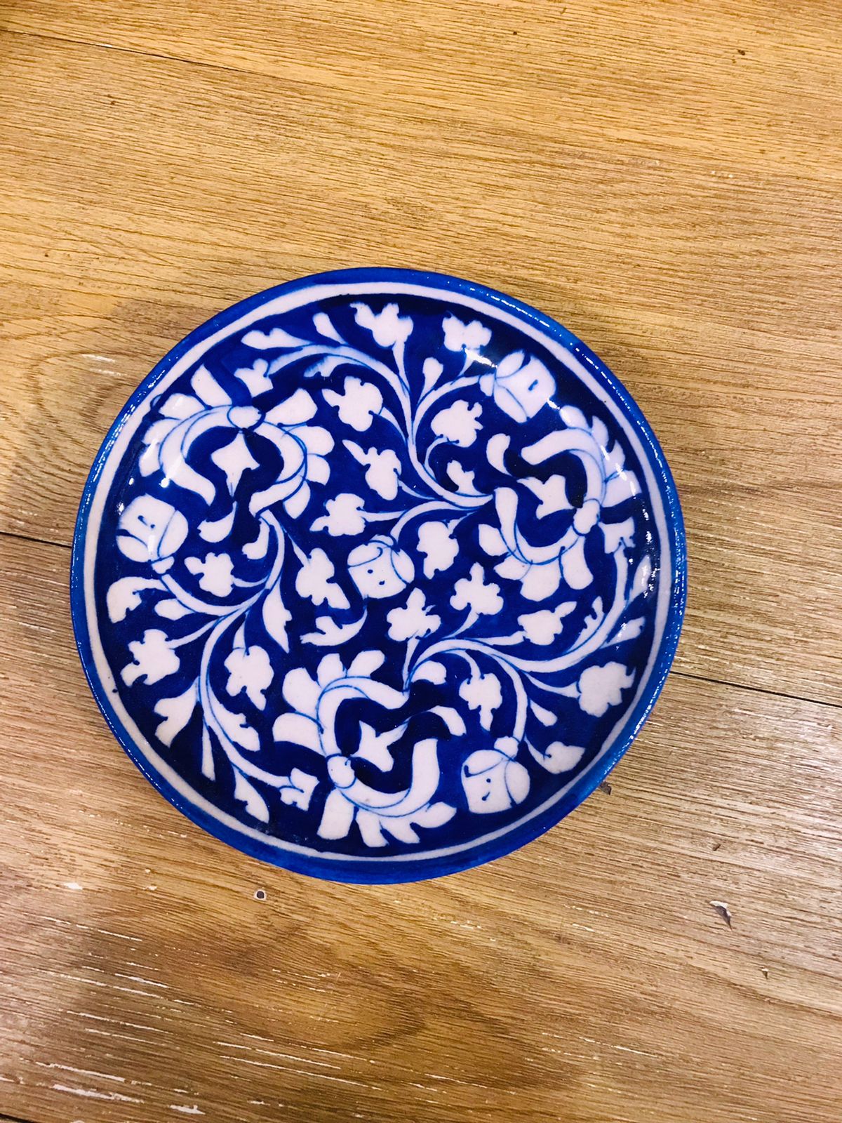 Jaipur Blue Pottery Floral Hand-Painted Decorative Plate (6-inch)