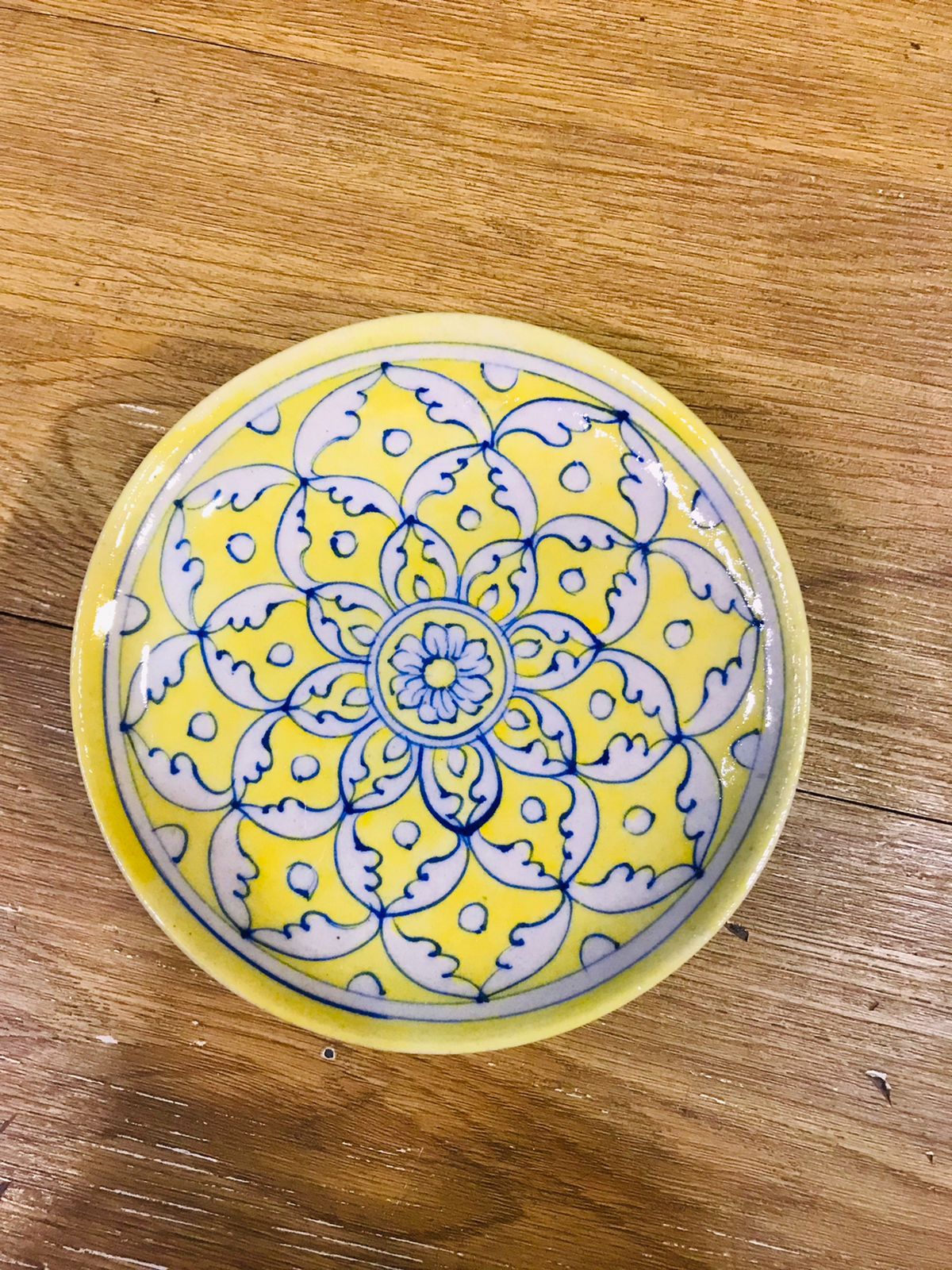 Jaipur Blue Pottery Floral Hand-Painted Decorative Plate (6-inch)