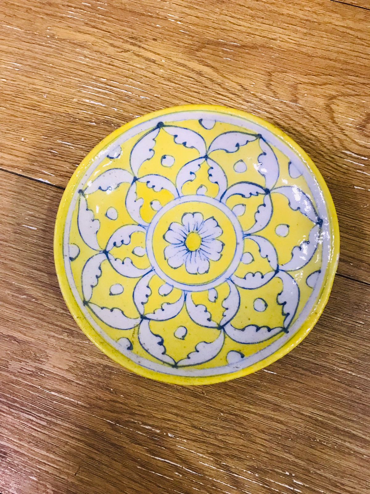 Blue Pottery Style Ceramic Plate | Small Appetizer/Coaster | Handcrafted Floral Design