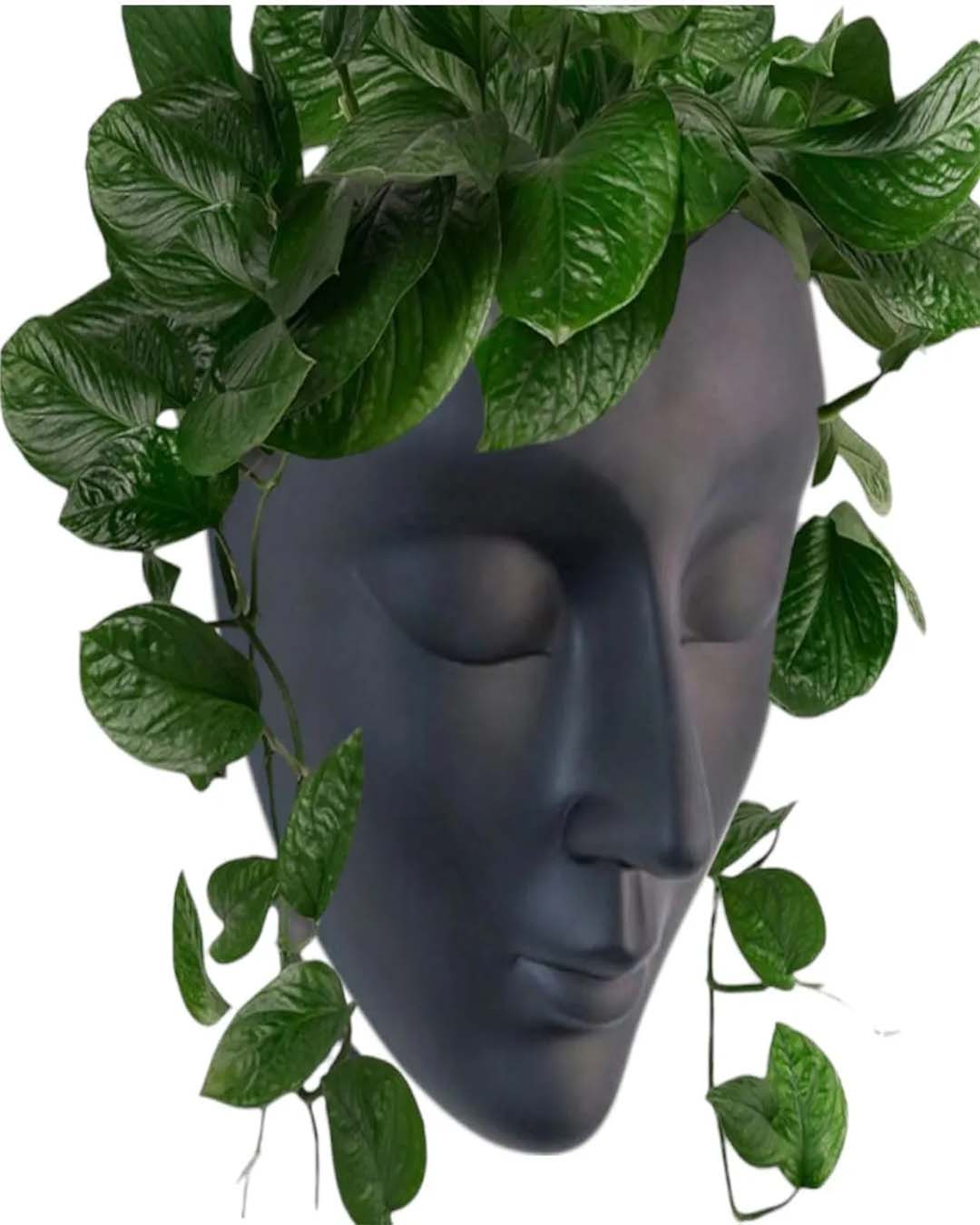 Matte Black Modern Wall Planter - Abstract Face Head Vase for Succulents & Vines