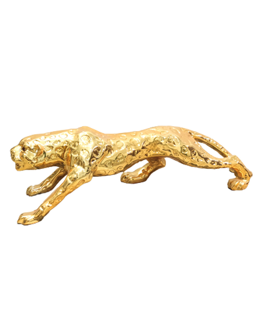 Abstract Textured Gold Cheetah Statue - Modern Safari Decor Figurine