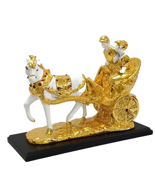 Luxury Gold & White Chariot Figurine with Couple - Elegant Home Decor Statue